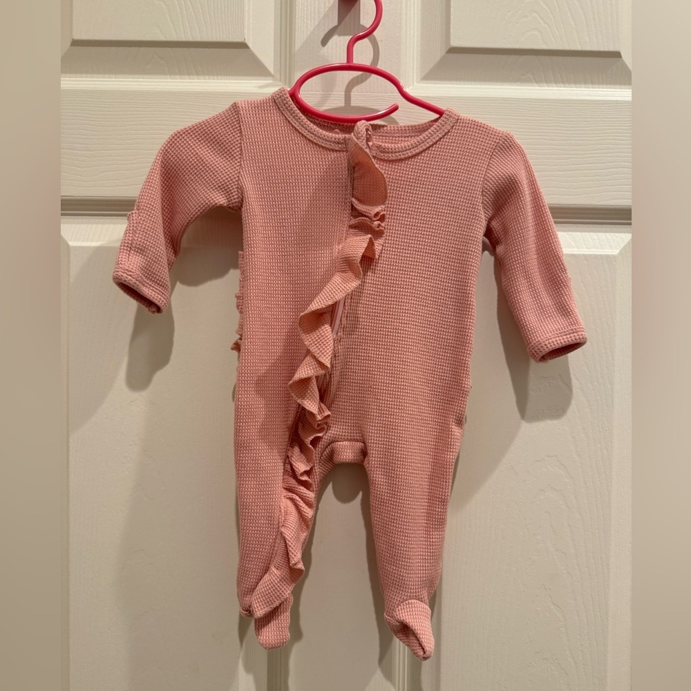 Pink ruffle bottom onesie